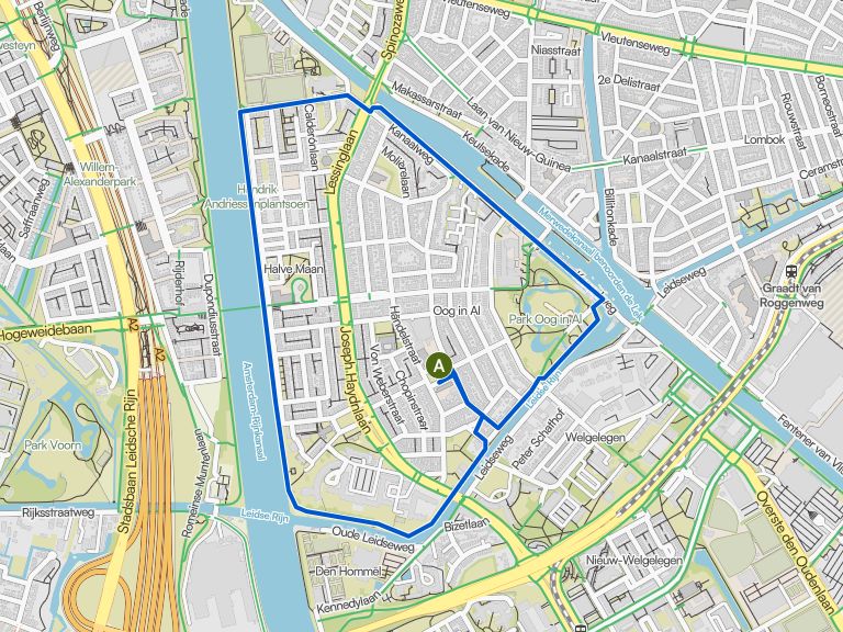 Route map Tuesday 5 km: Rondje Oog in Al (ingekort ivm warmte)
